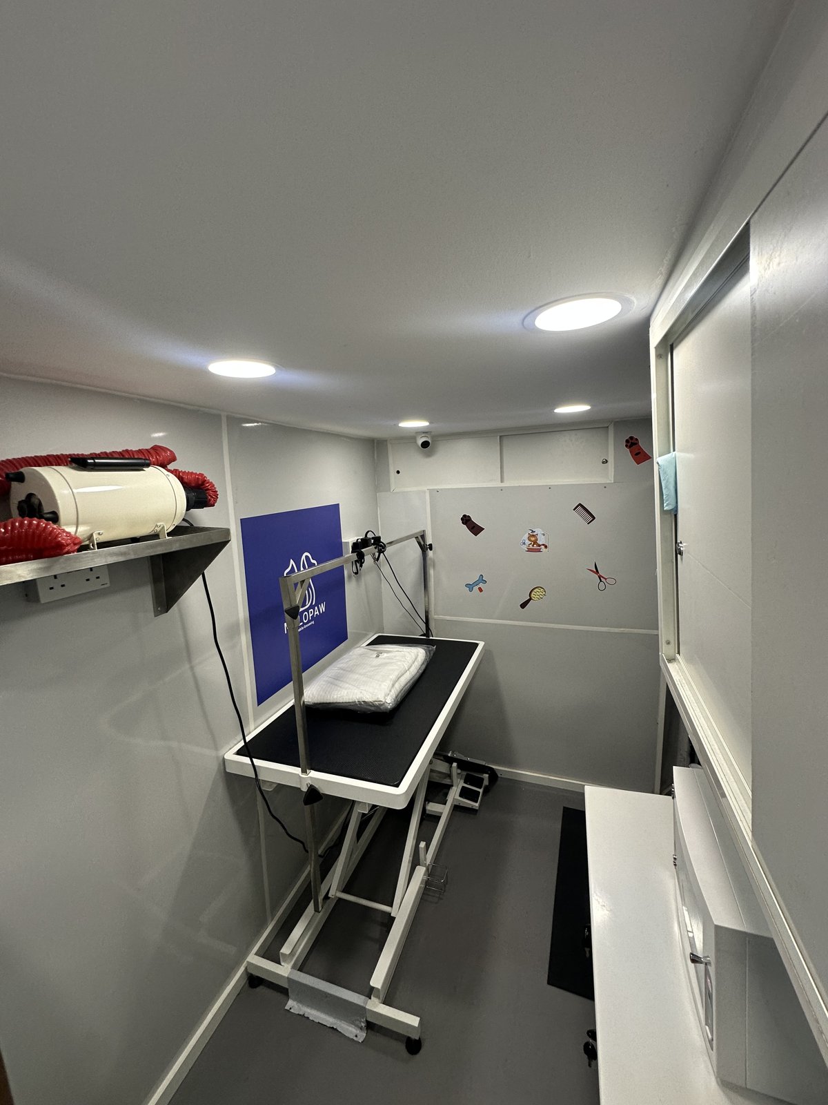 Inside Melopaw's van